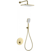 Душевой комплект Wonzon & Woghand WW-D2017-A-BG 300x200 мм, с термостатом, золотой матовый