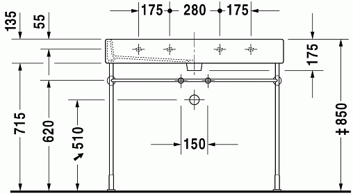 раковина накладная/подвесная duravit vero 0454100830