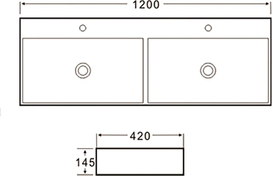 раковина santiline sl-2114 накладная/подвесная, 120x42 см, двойная, цвет белый