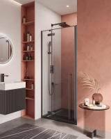 Душевая дверь Cezares Liner 90 L LINER-B-12-90-C-NERO-L профиль Черный матовый стекло прозрачное