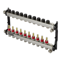 Коллектор для теплого пола Tece 1 ВР(г) х 10 выходов 3/4 НР(ш) ЕК х 1 ВР(г) с расходомерами, 77310010