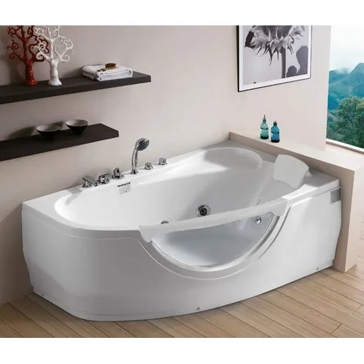 акриловая ванна gemy g9046 ii b r гидромассажная, 171х99 см, цвет белый