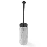 Ершик для унитаза 3SC Apuana 2.0 AP17ACFM напольный Ø11xh65 см, мрамор White Statuario/никель черный матовый