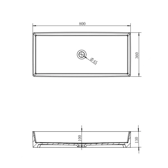 раковина abber rechteck ac2219 накладная, 80x36xh13см, белая