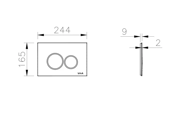 кнопка смыва для инсталляции vitra origin 740-2411 для унитаза, пластик, цвет матовый черный, с антибактериальным покрытием