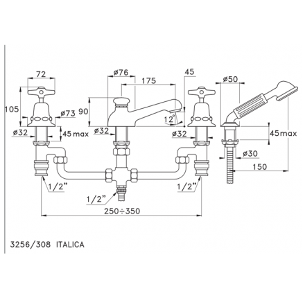 смеситель на борт ванны stella italica it 02302 cr00