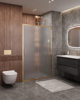 Душевая дверь Cezares Molveno MOLVENO-BF-1-120-P-BORO 120 см, профиль золотой матовый, стекло текстурное