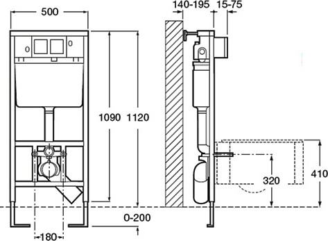 инсталляция для унитазат roca duplo wc 890090020 со смывным бачком без клавиши смыва