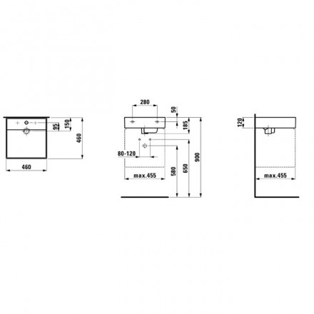 накладная раковина в ванную 46 см laufen kartell 8.1533.1.400.112.1