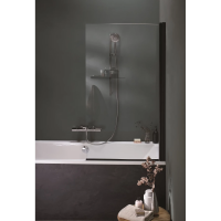 Шторка на ванну Jacob Delafon Struktura 80х140 E6D042-BL профиль черный, стекло прозрачное