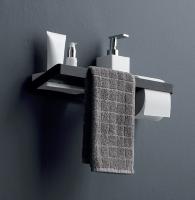 Релинг металлический 41 см Bertocci Fly 149 1508 0800 для аксессуаров из композита, с полотенцедержателем и бумагодержателем, DX, цвет: черный матовый