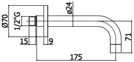 излив paffoni light zboc139hg для ванны, медовое золото