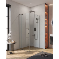 Душевой уголок Cezares Slider SLIDER-AH-1-90-80/90-C-GM 80-90x89,5 см, профиль оружейная сталь матовый, стекло прозрачное