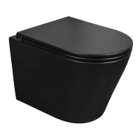 Унитаз Azario Teramo AZ-0053-UQ3-MB подвесной, безободковый, с сиденьем микролифт, слив "Торнадо", 51.5х35.5х36.5 см, черный матовый