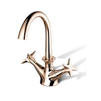 STELLA Stella 130 Смеситель для раковины на 1 отверстие 3217, с донным клапаном, цвет: розовое золото