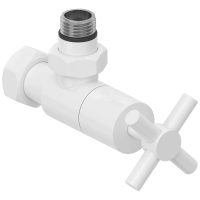 Вентиль запорный угловой Сунержа 12-1408-1234 3/4"x1/2" г/ш, белый глянец