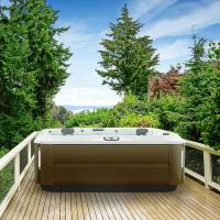 Jacuzzi Jacuzzi J375 Минибассейн 231x231x95см, отдельностоящий, Bluewave Stereo System, панель Modern hardwood, цвет акрила: Platinum