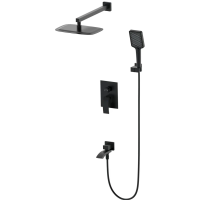 Душевой комплект Wonzon & Woghand Fit WW-88939009A-MB 300x200 мм, со смесителем, черный матовый