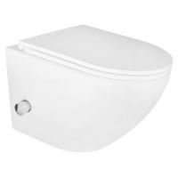 Унитаз Azario Grado AZ-046E-NR подвесной, безободковый, с сиденьем микролифт, с функцией биде, 42.5x36.5x36.5 см, белый