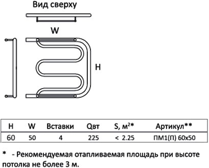 полотенцесушитель водяной тругор пм тип 1п 60x50, 1"