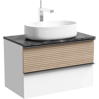 Тумба с раковиной Sancos Delta DL80W + TT80A1X + CN5023 80 см, подвесная, со столешницей, светлый дуб/белый матовый