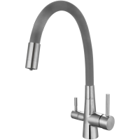 Смеситель для кухни Esko CoraL CL 03 G с подключением к фильтру, гибким изливом, никель матовый/серый