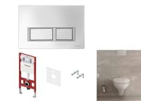 Комплект, TECE, TECEbasic, унитаз+инсталляция+клавиша смыва, цвет унитаза-белый, цвет клавиши-хром глянцевый с хромированным контуром клавиш