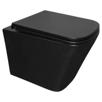 Унитаз Azario Teramo AZ-0052-UQ1MB подвесной, безободковый, с сиденьем микролифт, слив "Торнадо", 49х34х35 см, черный матовый