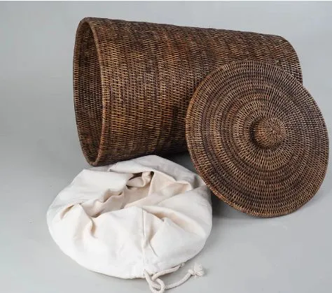 Корзина для белья Decor Walther Basket 0922392 с крышкой, 40х40х65 см, ротанг темный