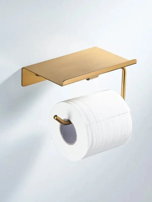 Держатель для туалетной бумаги с полочкой Shevanik SG5705G-1, золотой сатин