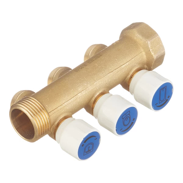 коллектор tece 1 вр(г) х 3 выхода 3/4 нр(ш) ек х 1 нр(ш) с запорными вентилями (8730011)