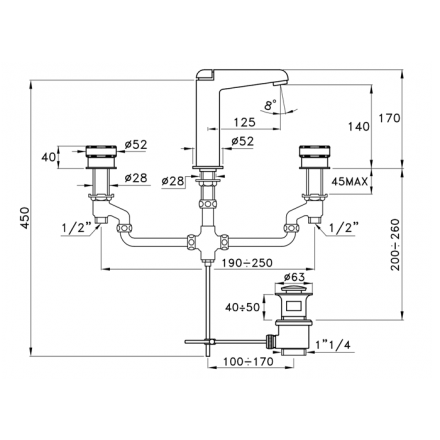 смеситель для раковины stella timeaster ta 00015 cr00