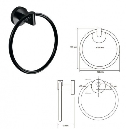 Полотенцедержатель-кольцо для полотенец Bemeta Dark 104204060 цвет черное матовое