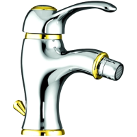 Смеситель Webert Aurora AU840102017 для биде, с донным клапаном, хром/золотой