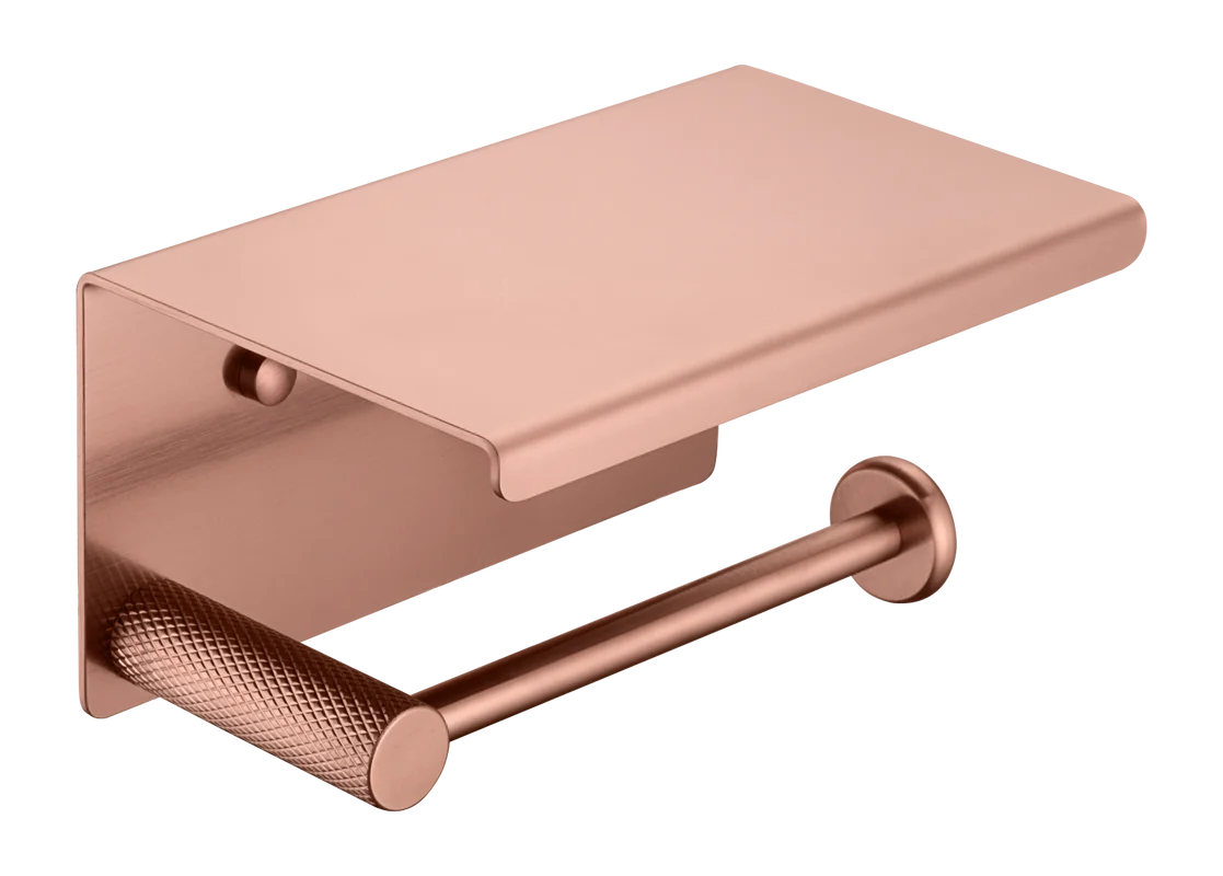 Держатель туалетной бумаги Boheme Uno 10971-CB с полкой для телефона, copper brushed