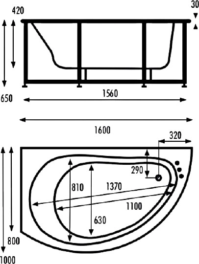 акриловая ванна vagnerplast corona vpba168crn3lx-04 160x100 l