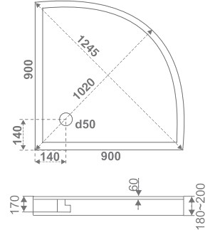 акриловый душевой поддон good door плуто 90x90 пн00019