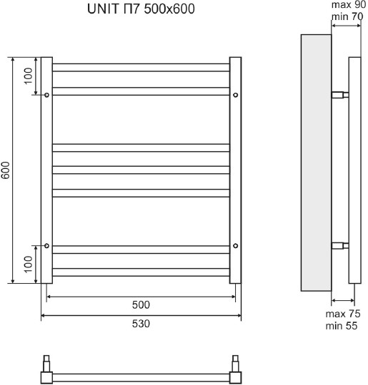 полотенцесушитель электрический lemark unit п7 50x60