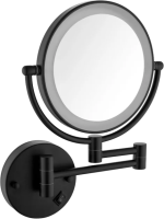 Косметическое зеркало Timo Saona 13376/03 с подсветкой, двухстороннее, телескопическое, поворотное, черное