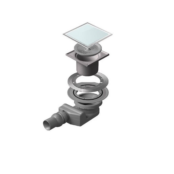 душевой трап 144x144/50 мм pestan confluo standard white glass 1 13000093, хром/белый глянец