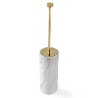 Ершик для унитаза 3SC Apuana 2.0 AP17ALX напольный Ø11xh65 см, мрамор White Statuario/латунь сатинированная матовая