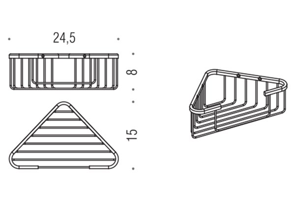 Colombo Design Basic Угловая металлическая полочка 24.5x15x8см, хром