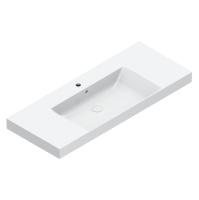 Раковина Catalano Zero 125x50 см, с 1 отв., белый глянцевый