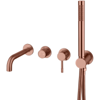 Смеситель для ванны Boheme Uno 464-3-CB встраиваемый, с душевым гарнитуром, медь матовая
