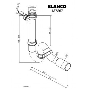 сифон для кухонной мойки blanco (137267), белый