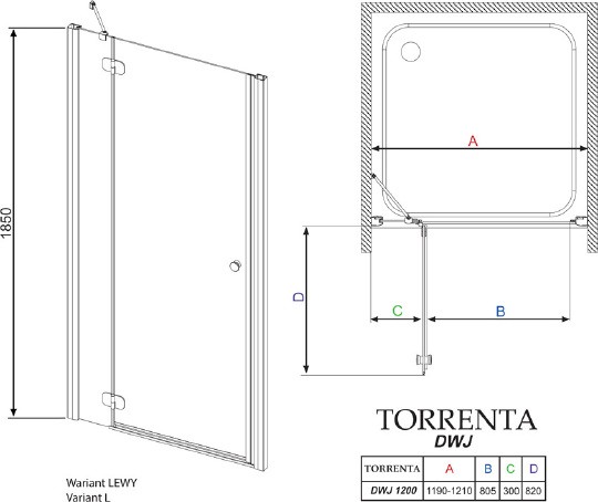 душевая дверь radaway torrenta dwj 120 l прозрачное