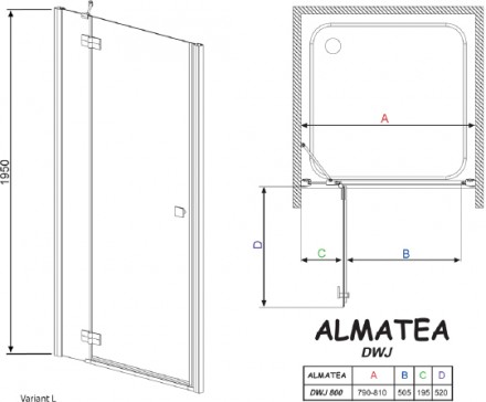 душевая дверь radaway almatea dwj 80 l графитовое