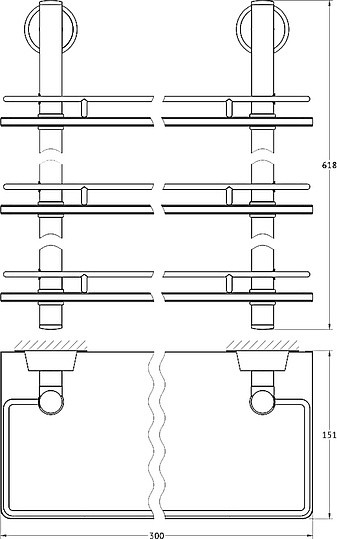 Полка стеклянная FBS Vizovice VIZ 067 3-ярусная 30 см