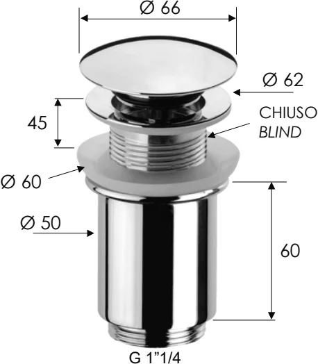 донный клапан remer 904cc114 для раковины, без перелива, хром