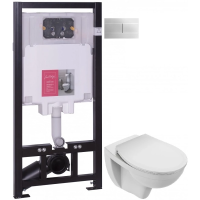 Комплект унитаза с инсталляцией Jacob Delafon Patio E21740RU-00 с сиденьем микролифт и клавишей смыва Хром